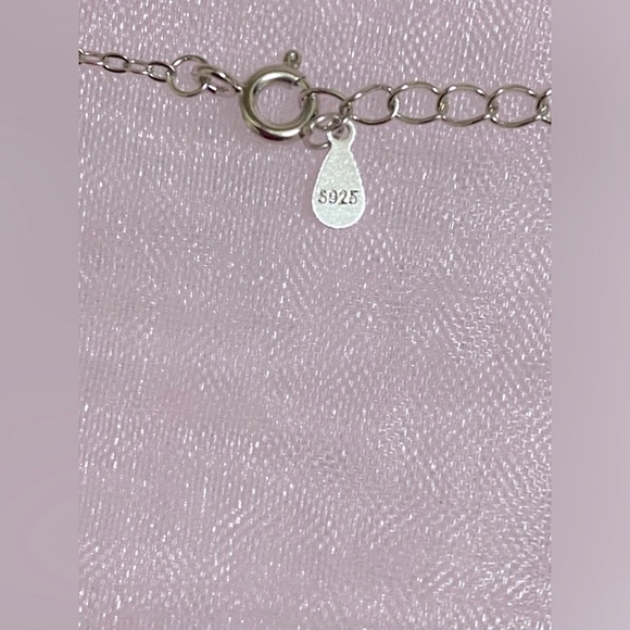 925 Sterling Silver Heart Rose Butterfly Pendant Necklace with Crystal Accents - Picture 12 of 15